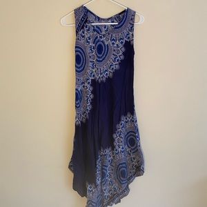 Blue Handkerchief Hem Midi Dress Size S